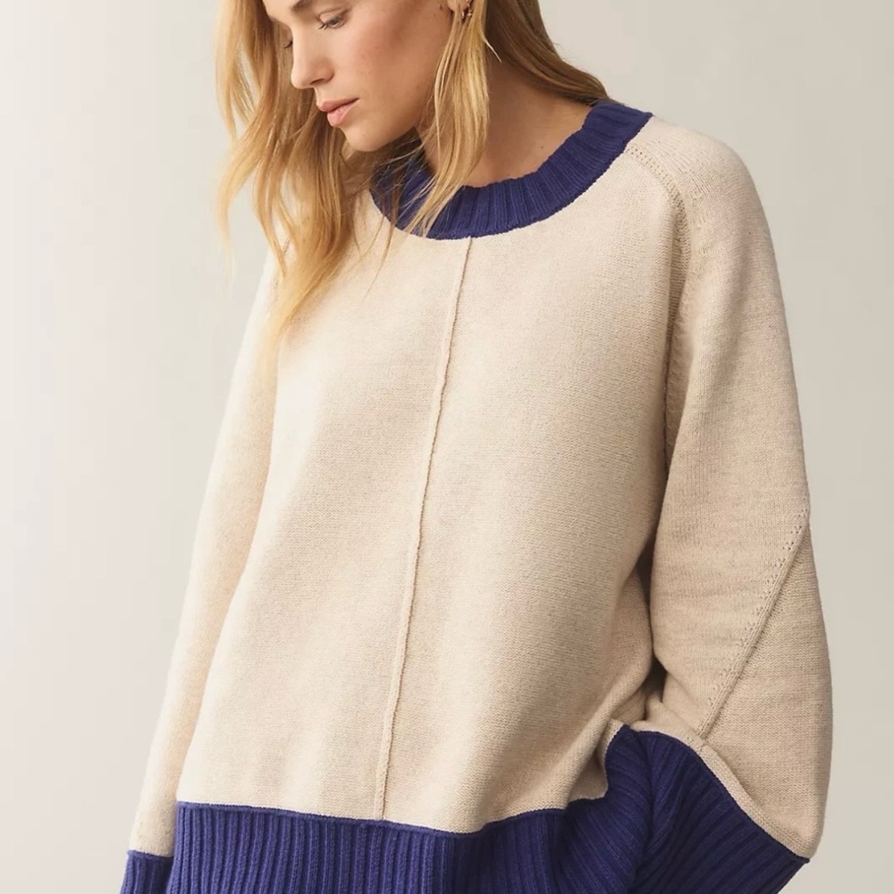 NWT Anthropologie Maeve Chandler Crewneck Pullover Relaxed Sweater $168 XL